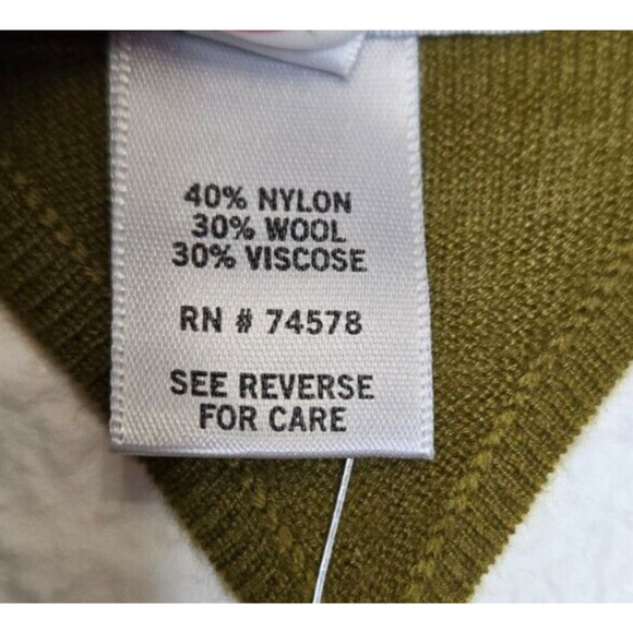 Cache Y2K Cardigan Vest M/L Olive Green Wool Slouchy Open Chain Back Sweater Top - Picture 7 of 9